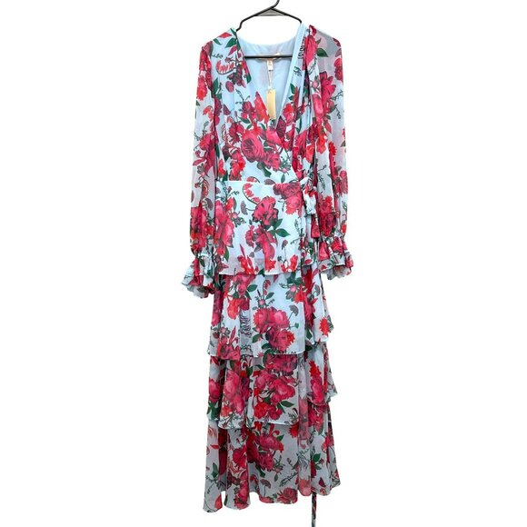 Saks Anthro Hutch $297 Wrap Floral Tiered Maxi Dress Size 0x NWT - Picture 4 of 10